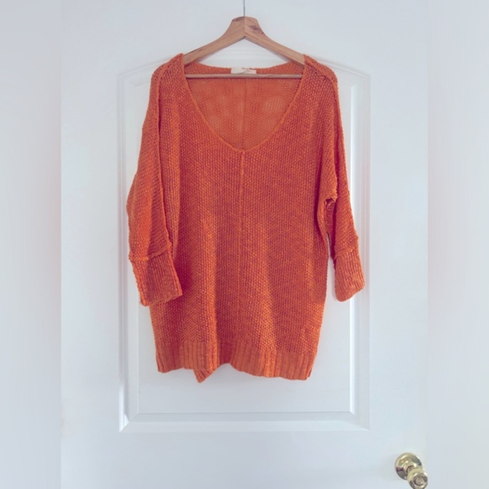 Hyped Unicorn Orange Open Knit Sweater - Picture 1 of 5